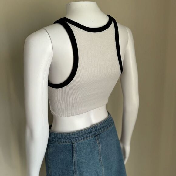 Zara White + Black Ribbed Halter Croo Top - Picture 4 of 5